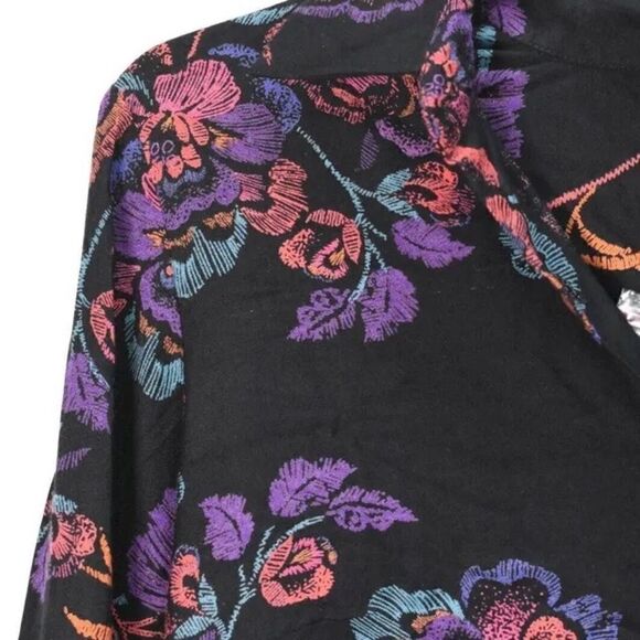 Blair Floral Print Multicolor Long Sleeve Patch Pocket Button Up Shirt 2X - Picture 3 of 7